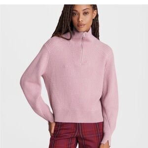 rag & bone Blush Pink Half-Zip Sweater 100% cashmere